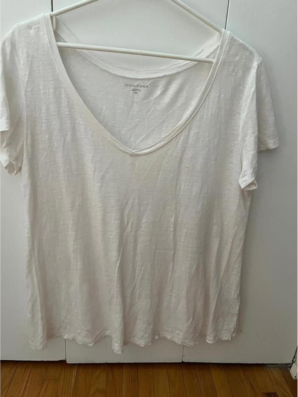 Eileen Fisher white Linen T-shirt size Large
